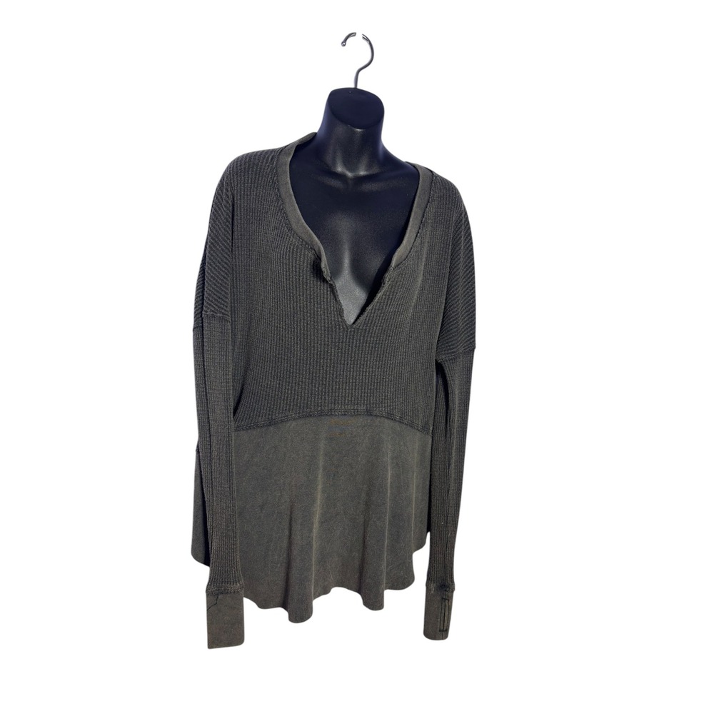 We the free people women's large Monterey thermal top washed brown oversized
